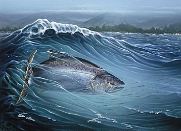 Riding The Wave - Chinook Salmon by Curtis Atwater